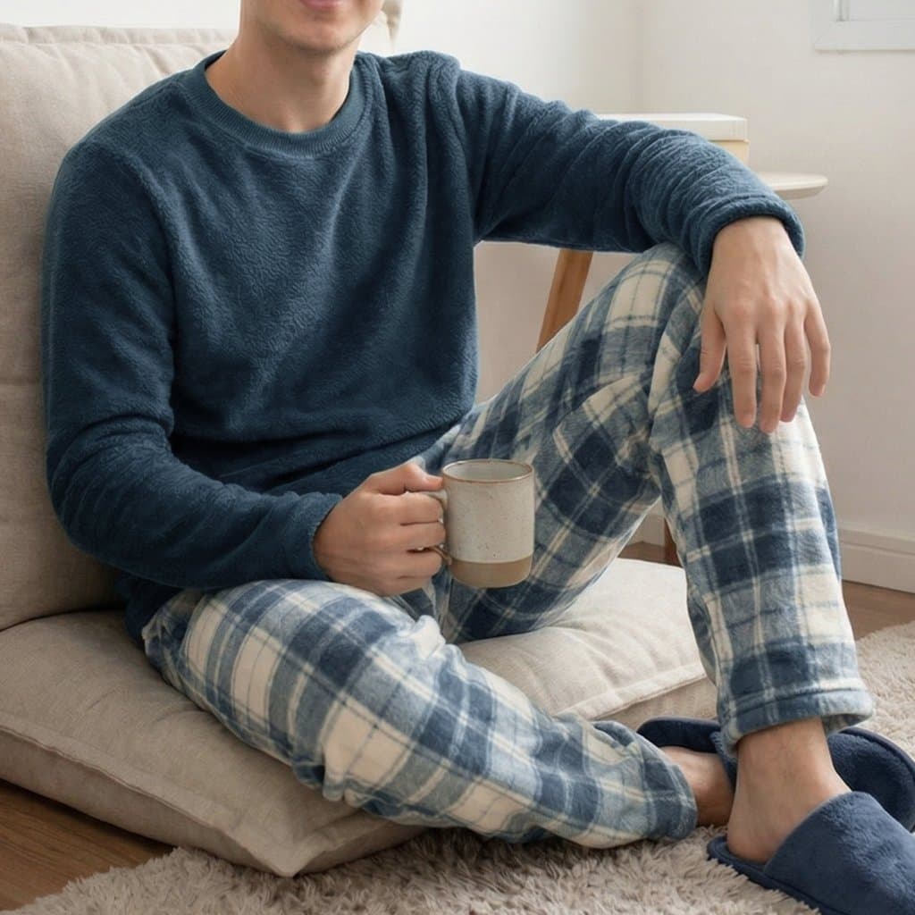 Conjunto Pijama Masculino Fleece Inverno Grosso 200g Calça Estampada Quentinho Conforto Home Office