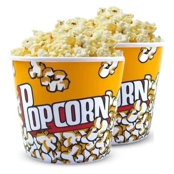 Kit 2 Baldes Recipiente Grande de Pipoca Popcorn 3 Litros (3000ml) Cinema em Casa