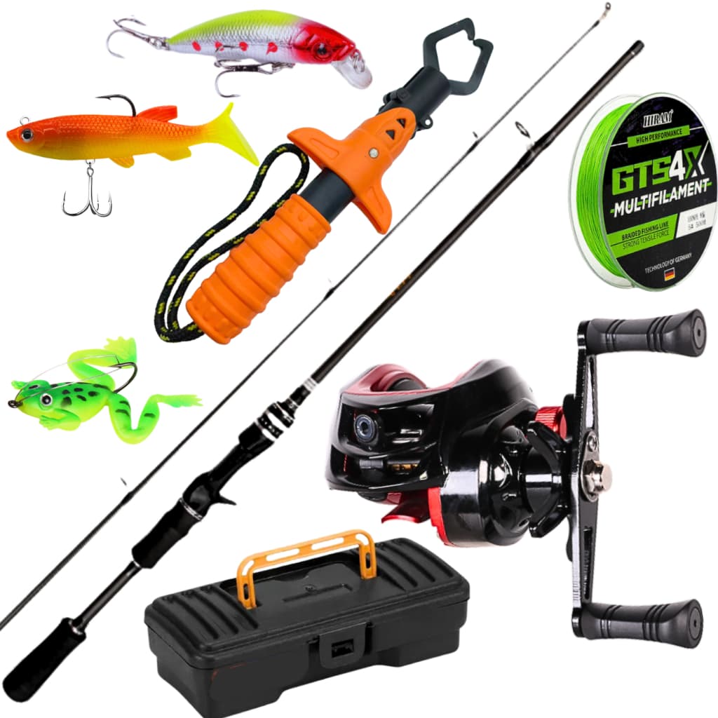 Carretilha de Pesca AntiCabeleira Drag Arrasto 10kg Kit Vara Carbono Isca Artificial Linha Alicate