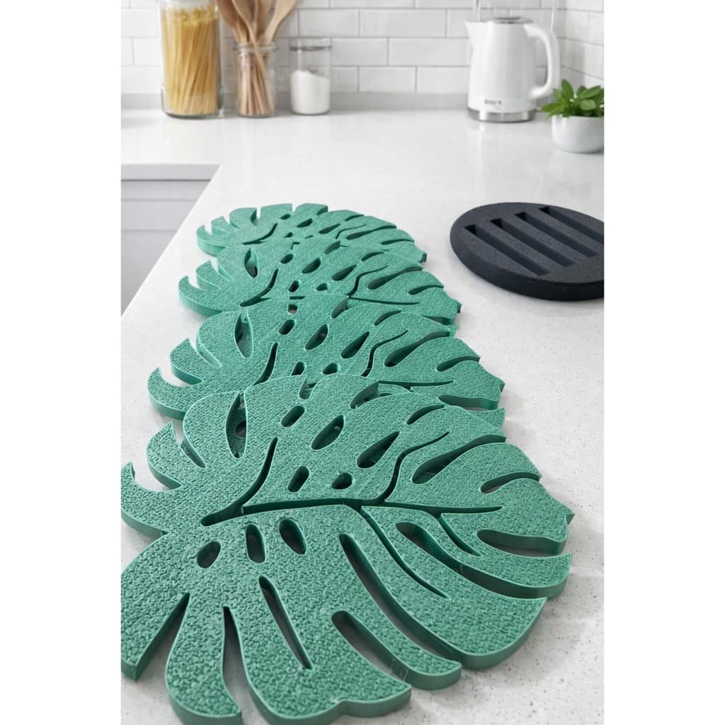 Kit Porta Copos + Guardanapo Folha Costela de Adão Verde | Decoração Mesa Posta