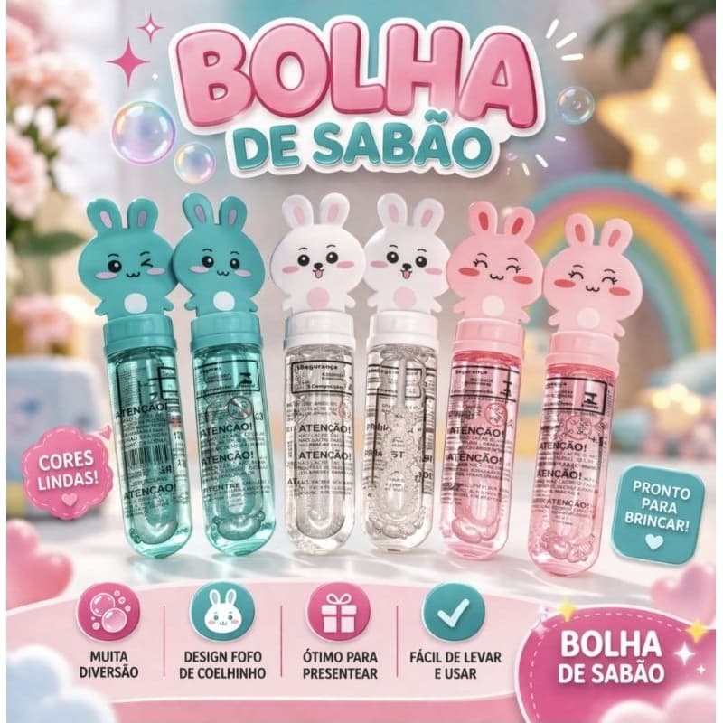 Bolha de Sabão Coelhinho Kit 2/4/6/ – Diversão e Encanto para as Crianças /Lembrancinhas festa