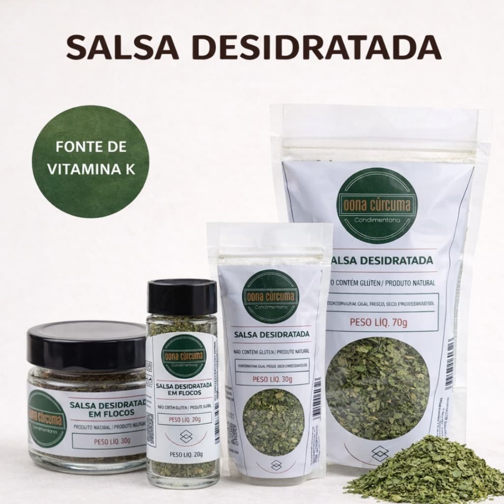 Salsa Desidratada em Flocos Temperos, Especiarias e Ervas Naturais | 100% Natural | Dona Cúrcuma