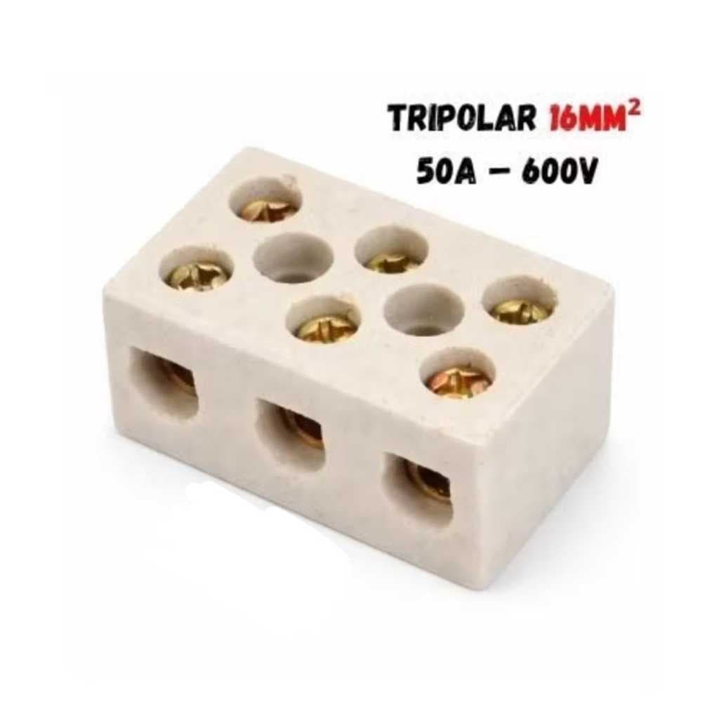 Conector de Porcelana para Fios Chuveiros Tripolar 10mm² 16mm² 25A e 50A - ESCOLHA