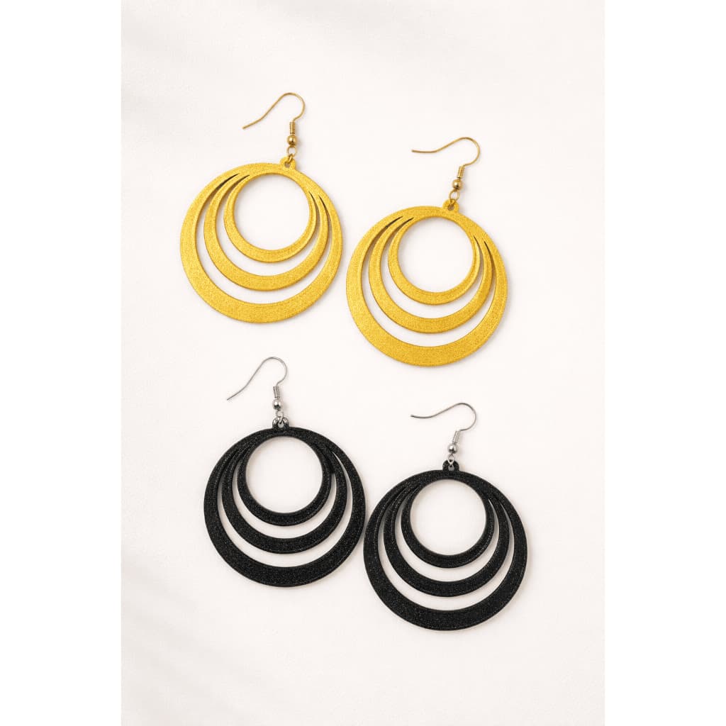 Par De Brinco Grande Redondo Triplo Argola Espiral 4,5cm