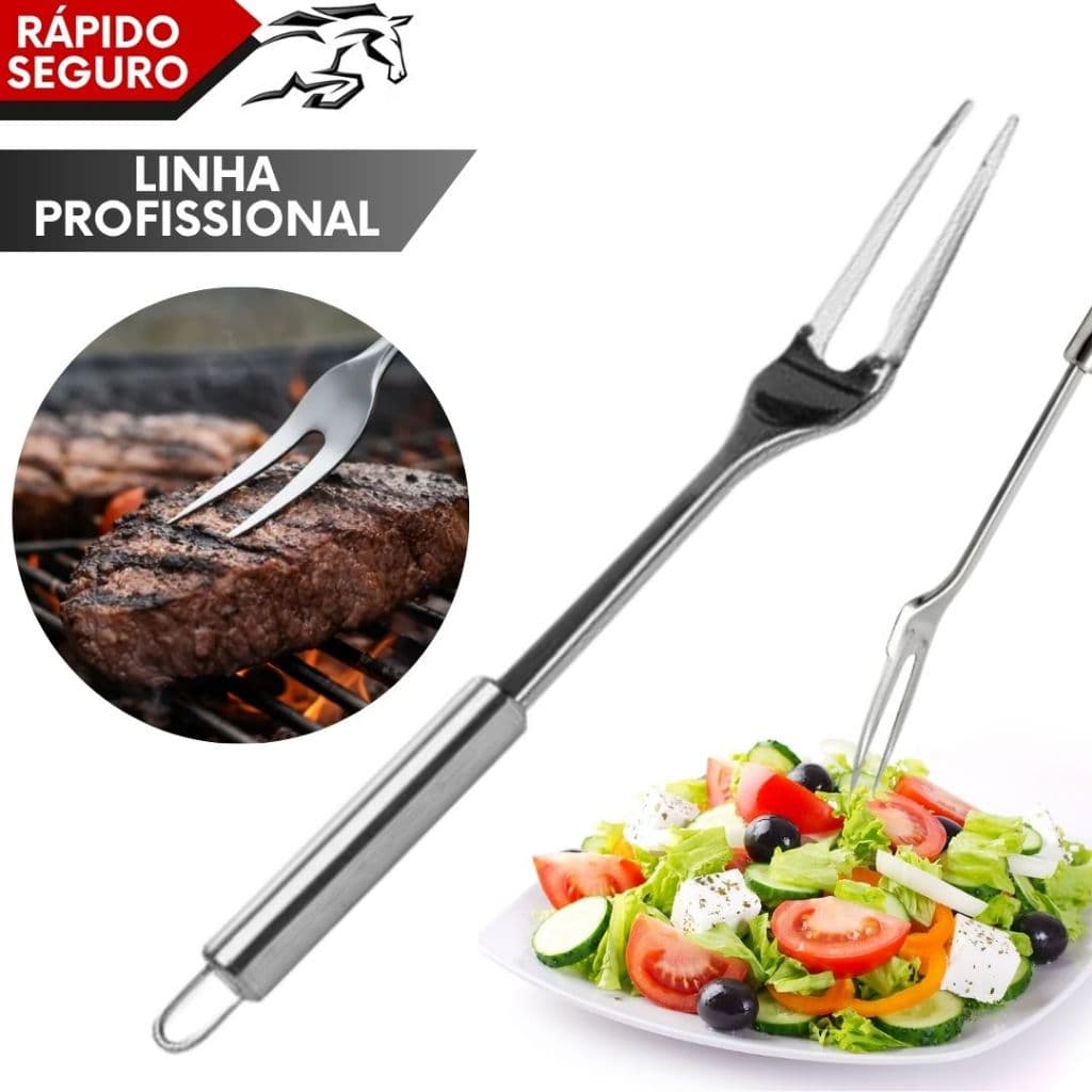 Garfo Trinchante Inox Grande para Bife Carne Churrasco Salada