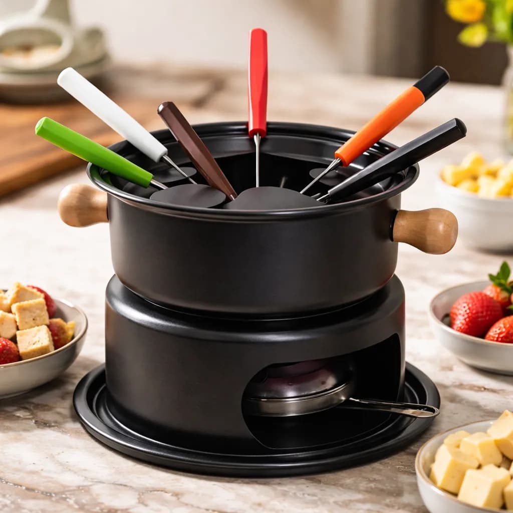 Aparelho De Fondue De Inox Com Fogareiro 11 Peças