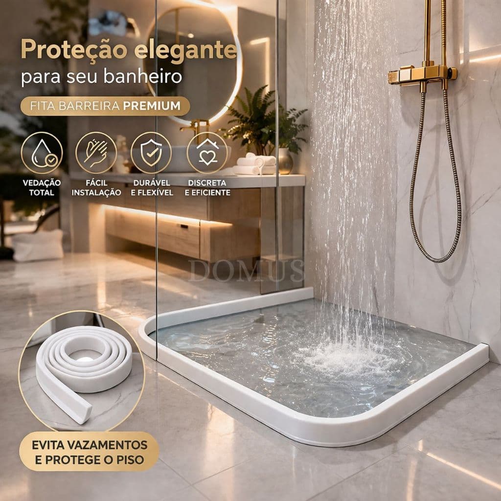 Barreira de Agua Retenção em Silicone Dupla Face Vedação Para Area Molhada Banheiro Box Lavanderia