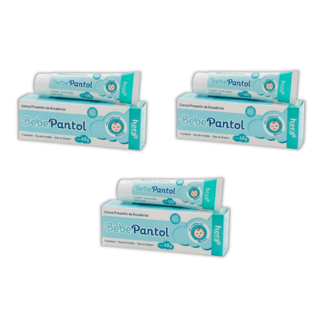Kit Com 3 Pomada Para Assaduras BebePantol Azul Com 45g Cada