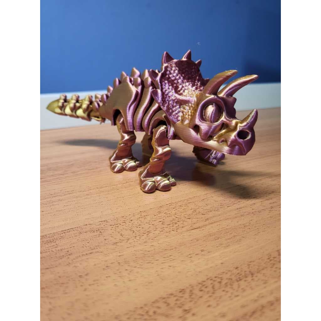 Dinossauro Articulado 3D Triceratops Decorativo Brinquedo Flexível Colecionável