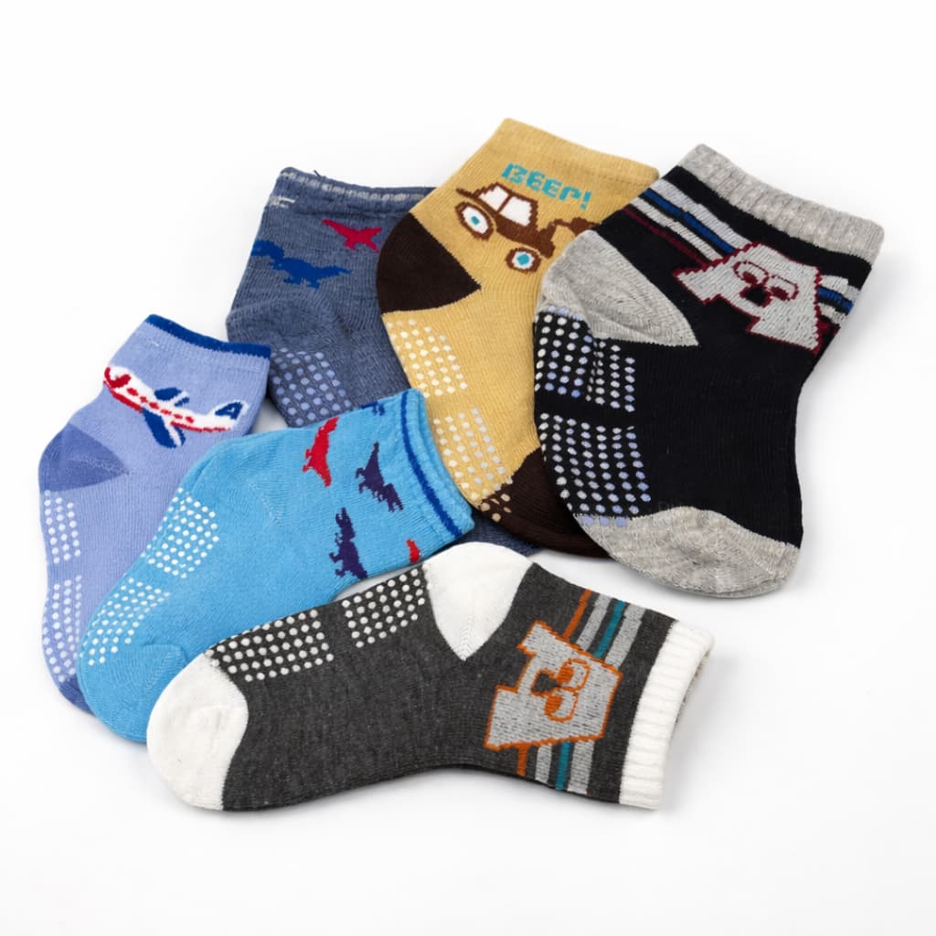 KIT 6/12 Pares de Meias Infantil Menino Masculino Estampada Com Antiderrapante