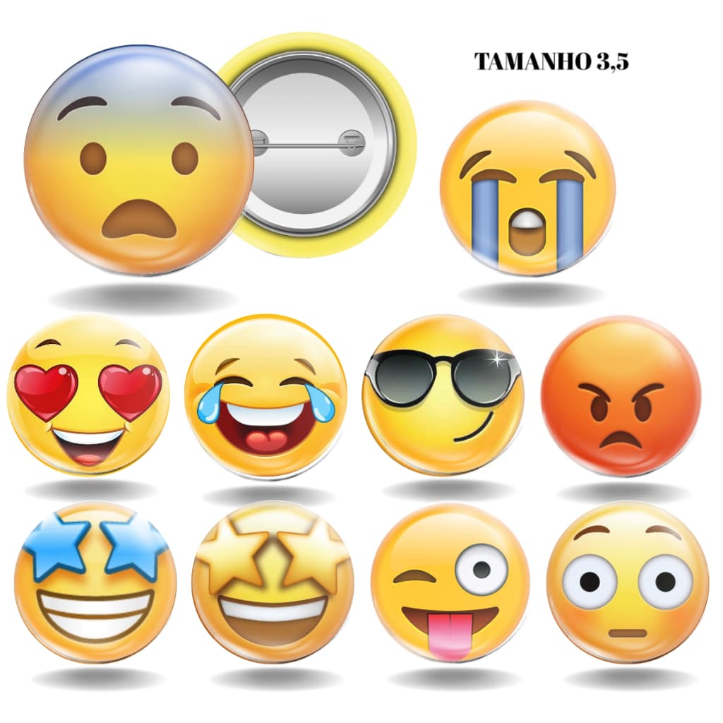 Kit10 Bottons Emogis  - Botum / Boton / Broche (3,5cm )