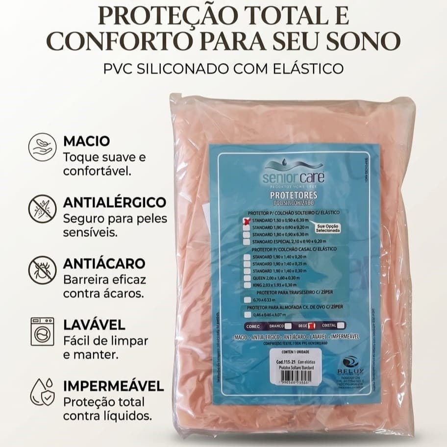 Capa Protetor Para Colchão Impermeável PVC Siliconizado com Elástico