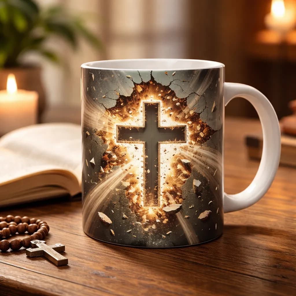Caneca de Porcelana 3d  Religiosa Deus é Fiel