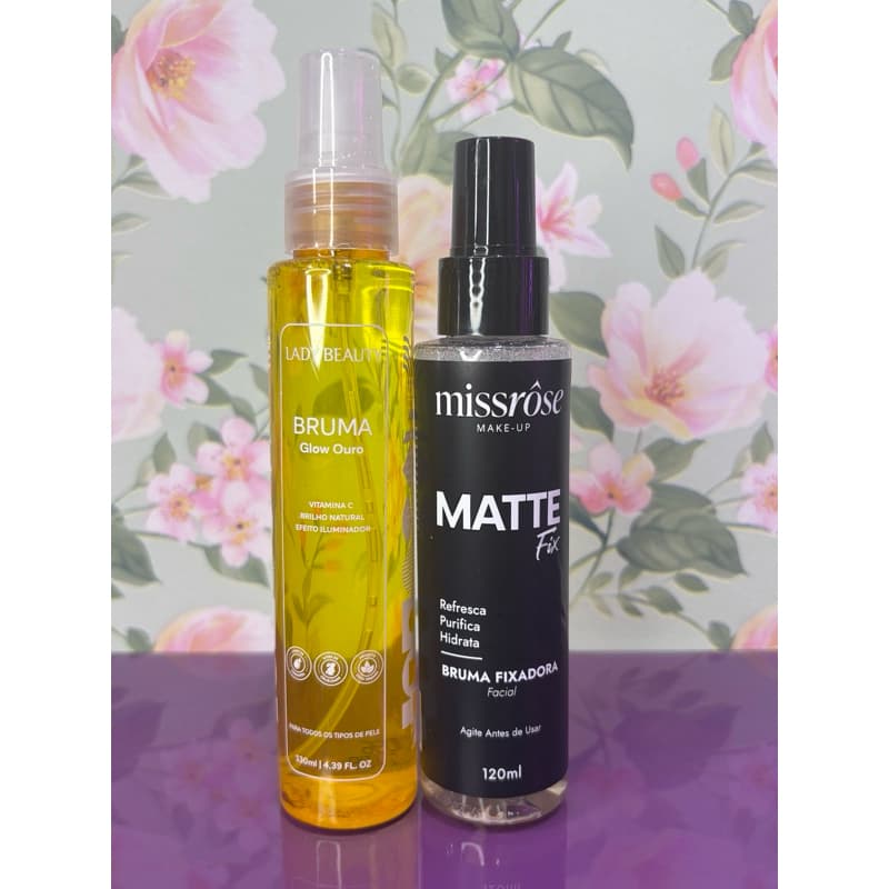 Título 2: Kit Bruma Facial Glow Ouro Lady Beauty + Bruma Fixadora Matte Miss Rôse