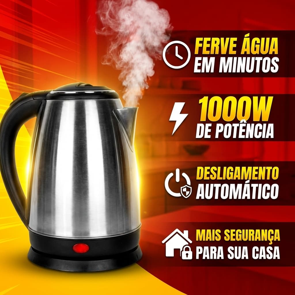 Chaleira Jarra Elétrica Chá Café 2 Litros 127V Inox