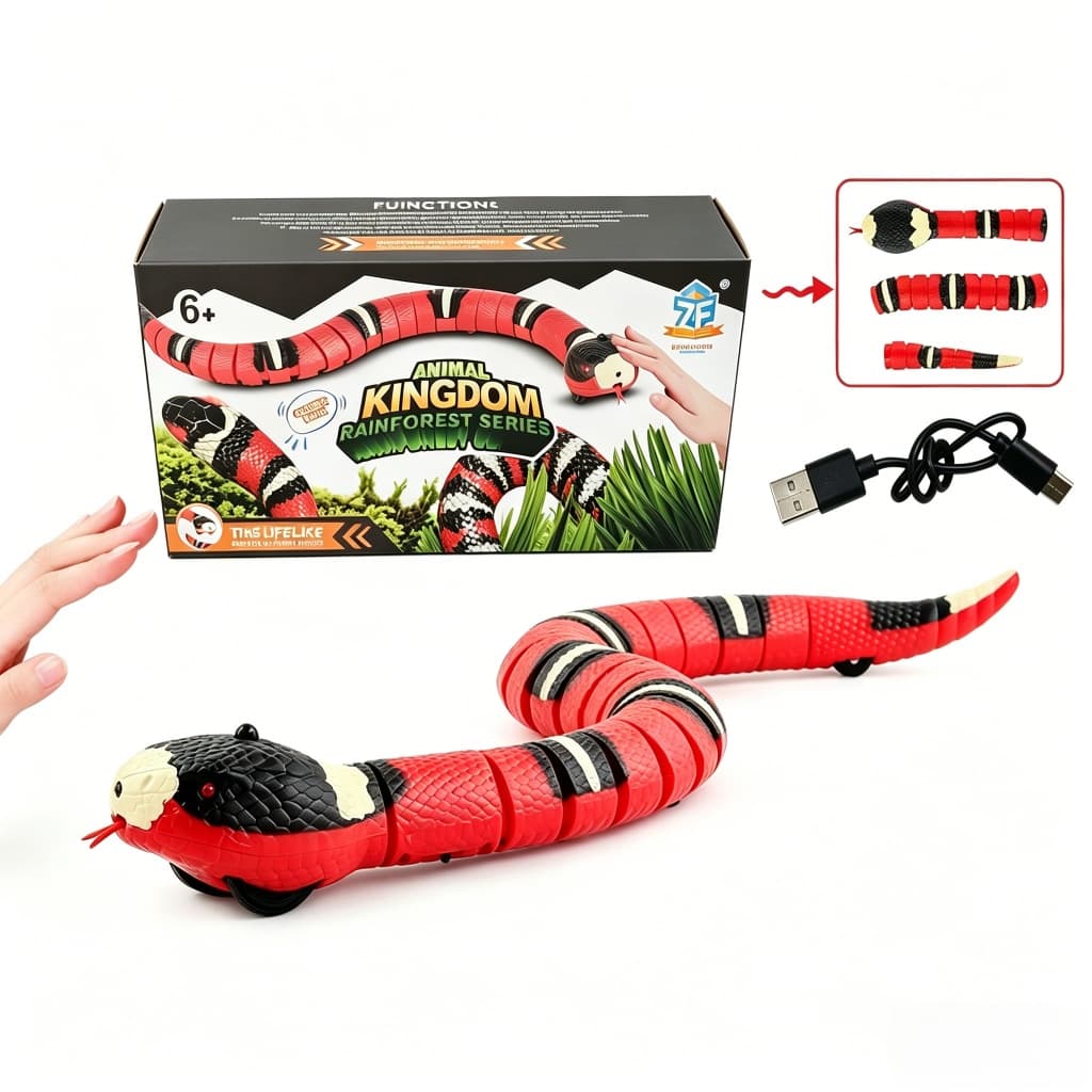 Brinquedo Gato Cobra Elétrica Sensor Inteligente Caça Interativo Pet Recarregável Realista