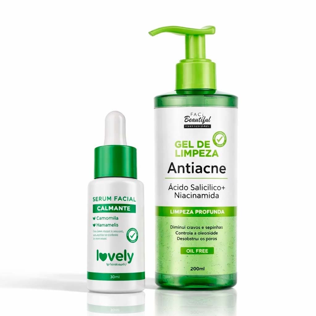 Kit Skin Care Pele Renovada Purificada Gel de Limpeza Antiacne Sérum Facia Face Beautiful