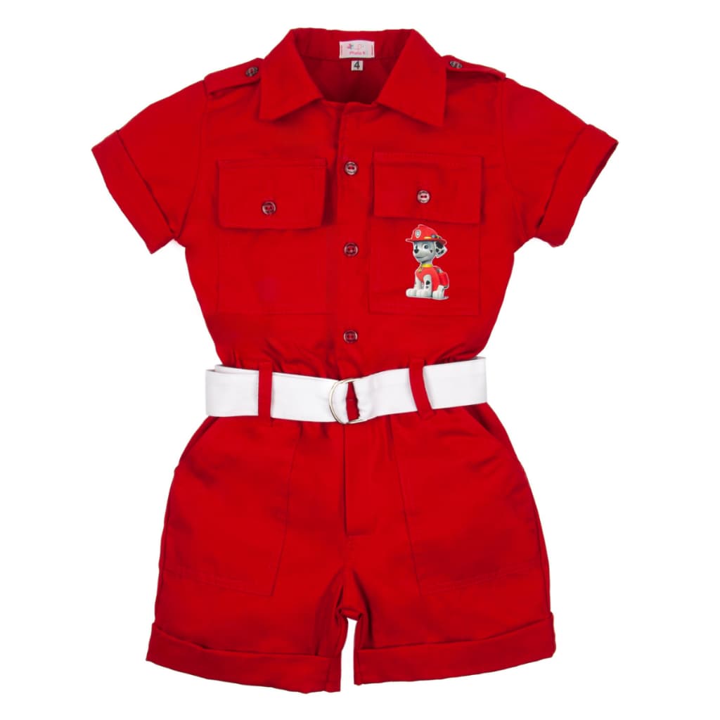 Fantasia Infantil Patrulha Canina Marshall Macacão Bombeiro Roupa Festa Temática