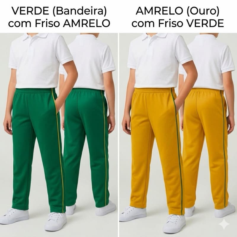 Kit com 2 Calças Escolar Helanca 100% Poliamida Unissex TAM 2 ao EG Brasil 🇧🇷 - Modelagem Grande