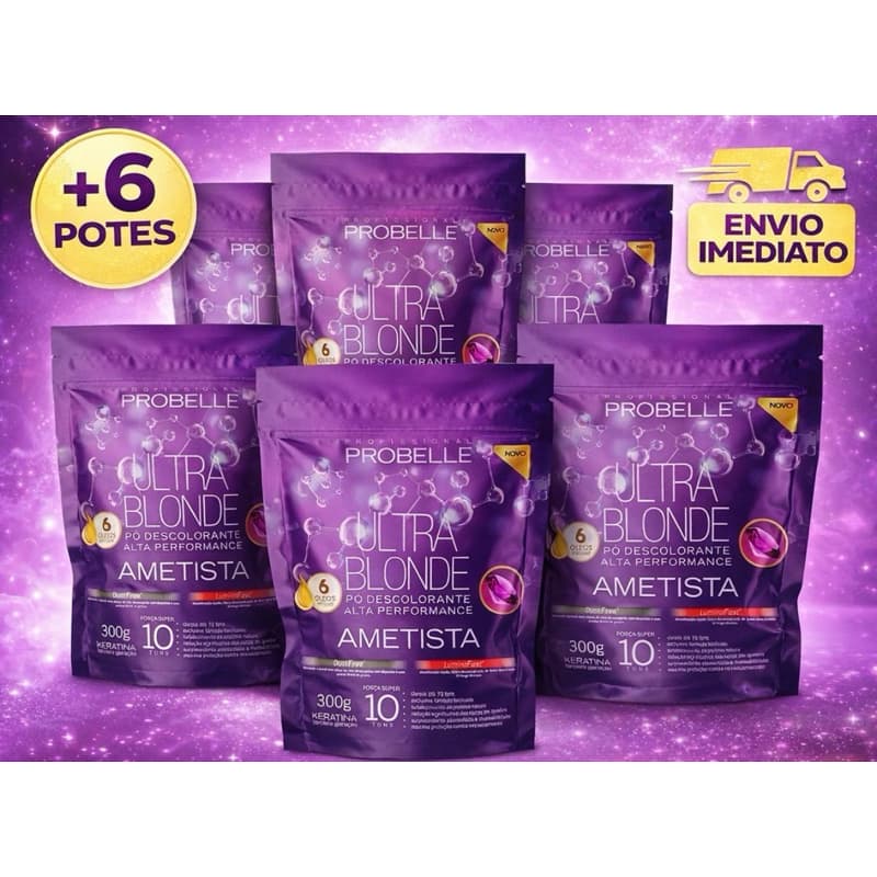 KIT 6 Un PÓ DESCOLORANTE AMETISTA 300g PROBELLE