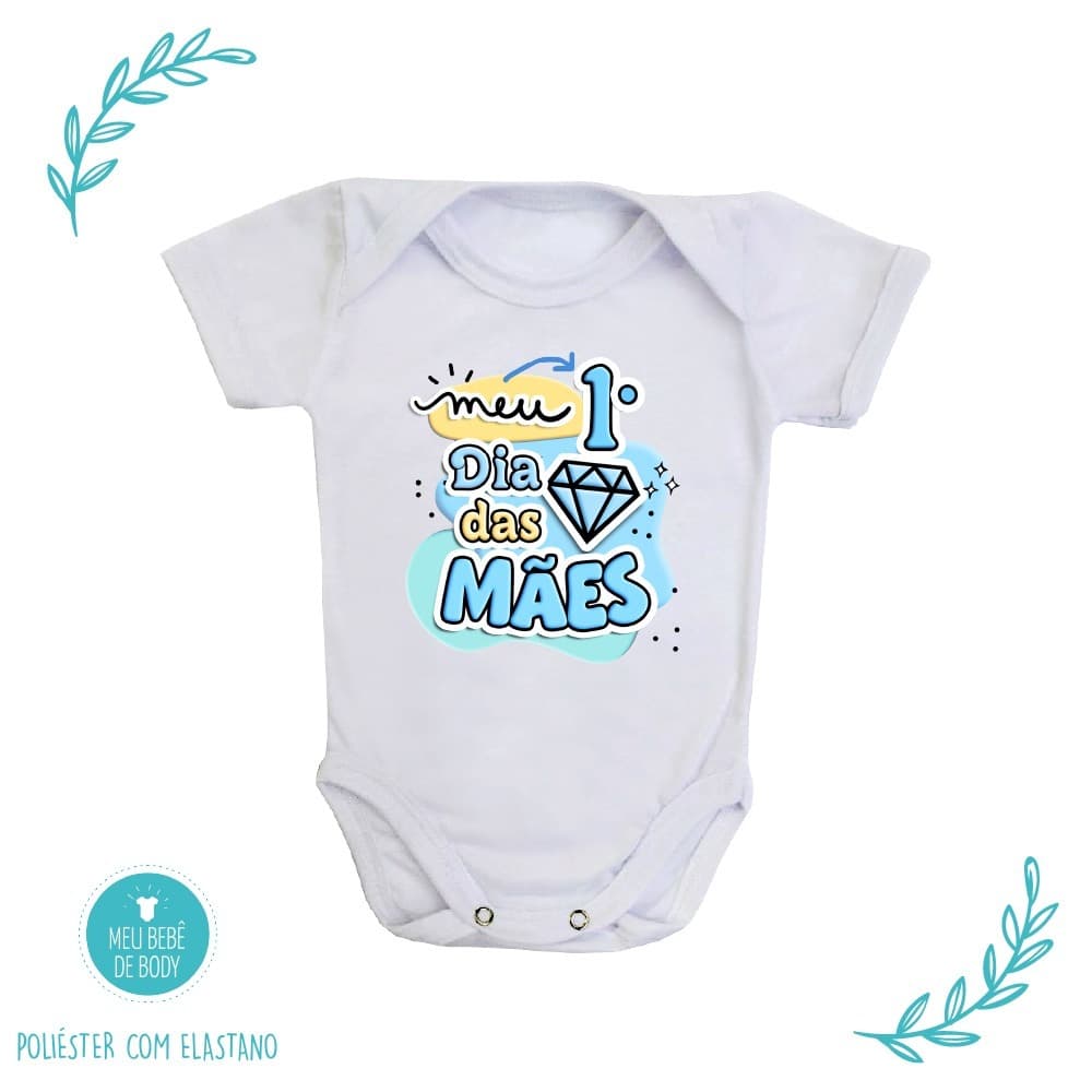 Body Bebê Personalizado 1º Dia das Mães Presente Confortável Infantil