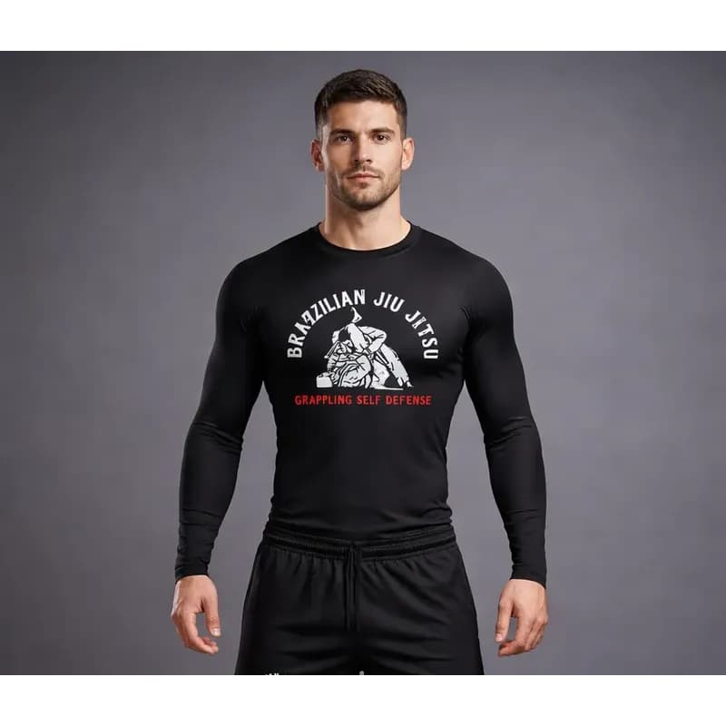 Camiseta Rash Guard jiu jitsu lutador nogi sem kimono camiseta manga longa rash guard UV+50