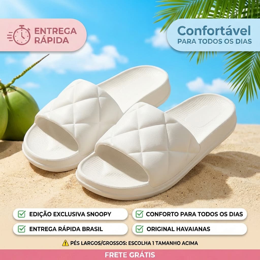 Chinelo Feminino Verão Antiderrapante - EVA Leve e Flexível, Conforto para Praia e Piscina
