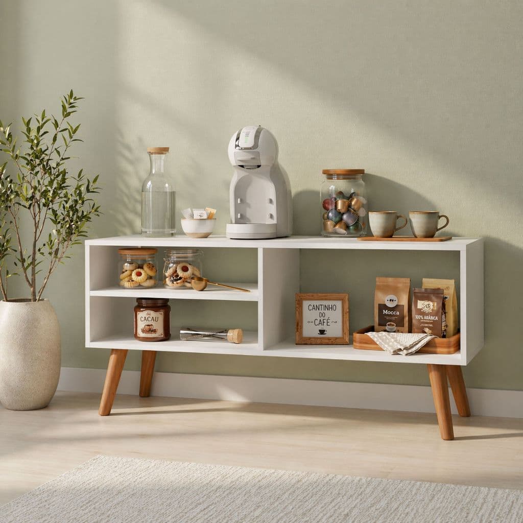 Rack Moderno para Cafeteira - Cantinho do Café, Compacto, Estiloso e Funcional Branco