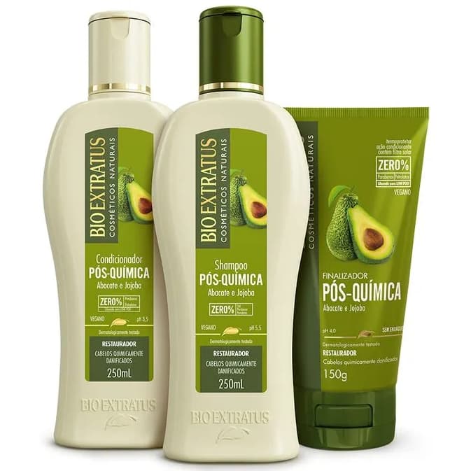 Kit Pós Química Bio Extratus Shampoo 250ml, Condicionador 250ml e Finalizador 150ml