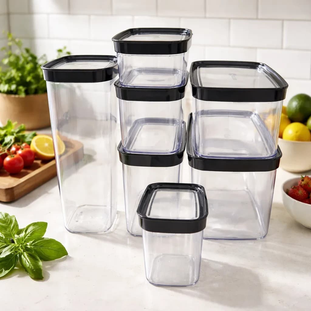 Kit de 7 Potes Herméticos para Organização de Mantimentos