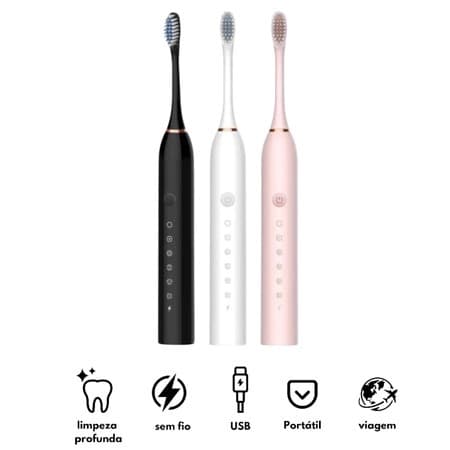 Escova De Dentes Elétrica Recarregável USB 4 Cabeças Refil