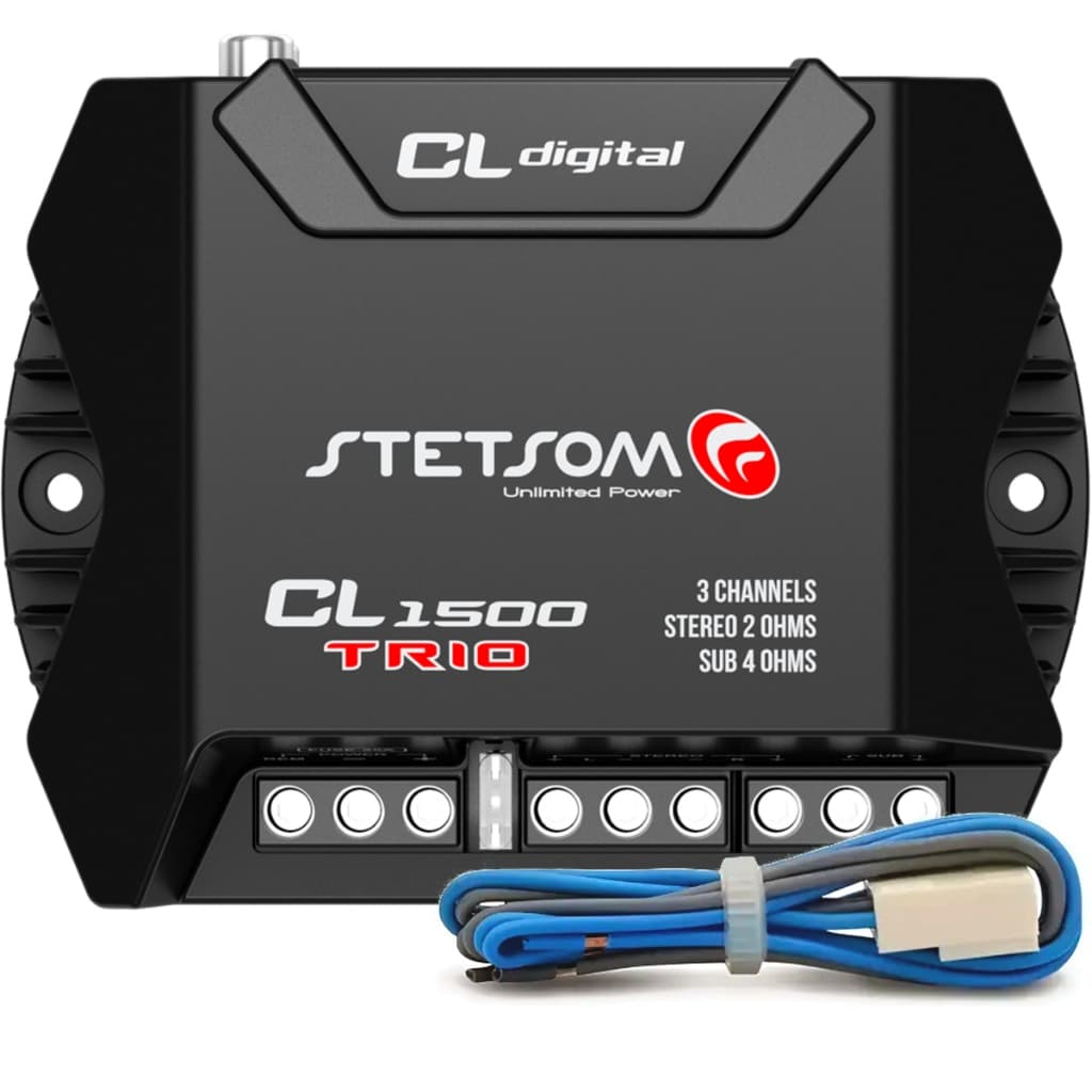 Módulo Stetsom CL1500 Trio Amplificador 3 Canais Som Automotivo Sub RCA Fio 460W RMS Toca Muito