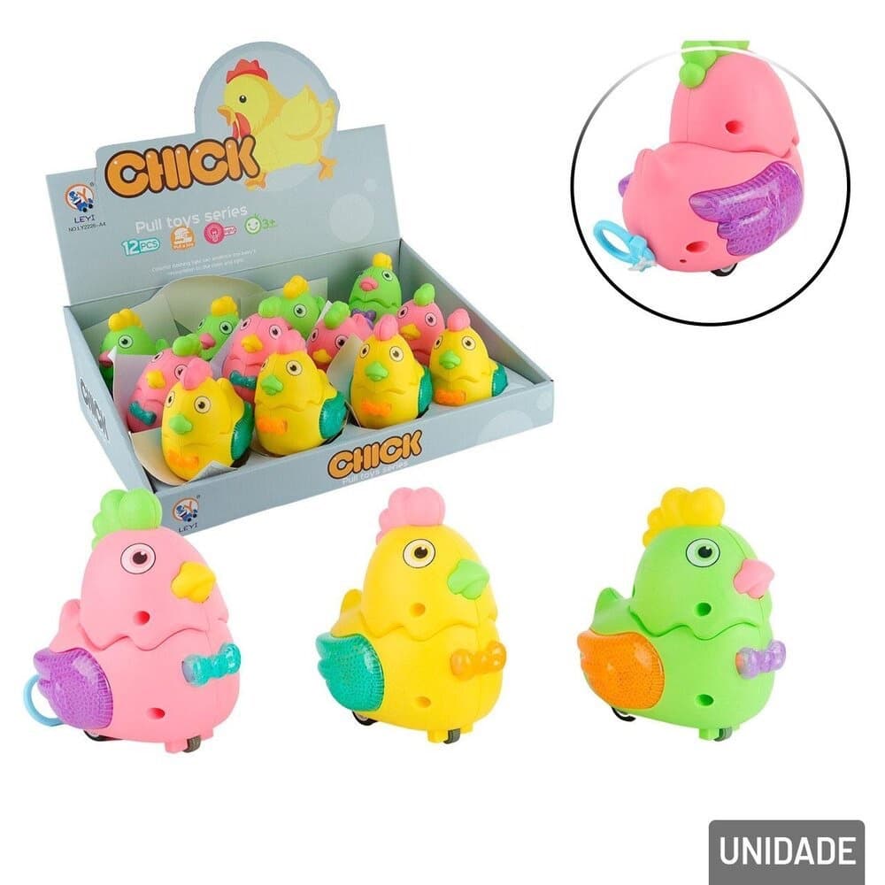 Galinha de Plástico à Corda com LUZ Color