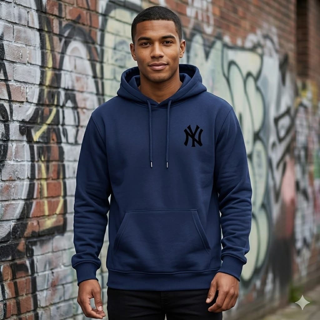 Moletom New York Adulto NY Unissex Blusa de Frio Canguru Com Capuz Peluciado Algodão Premium Duo-Street