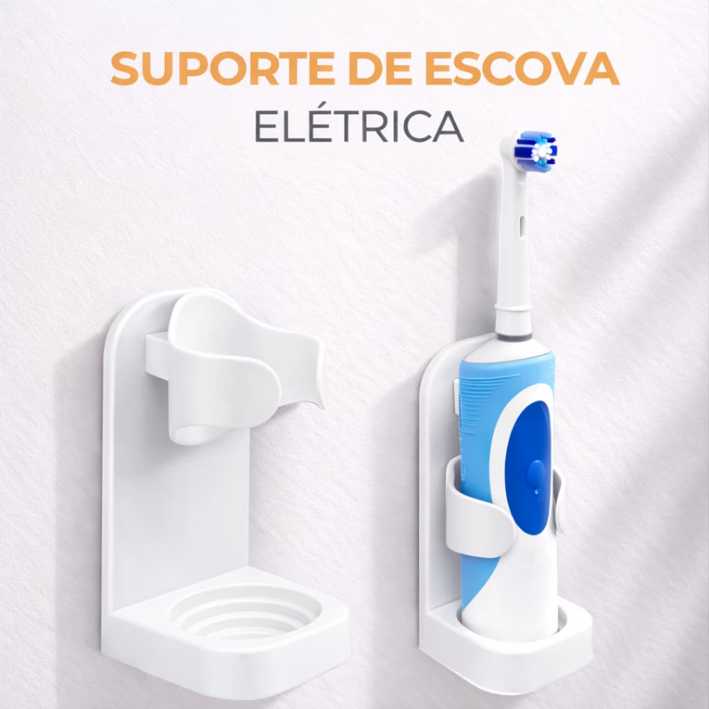 Suporte Escova Elétrica de Parede Anti Queda Compatível Oral B + Capa Protetora