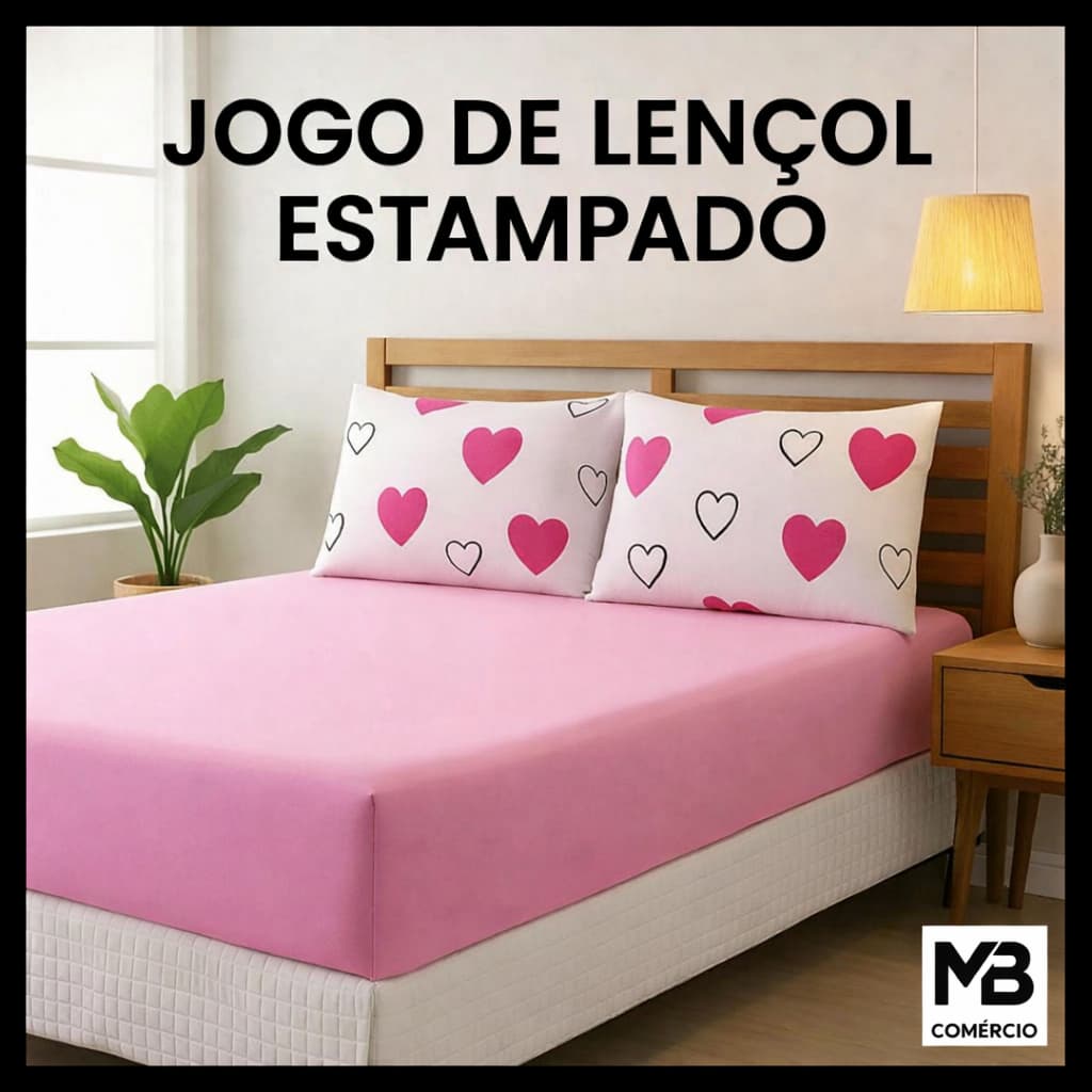 Jogo de Lençol Malha com Elástico + Fronha Incluso - 100% Algodão