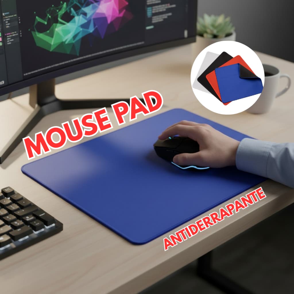 Mouspad Liso Base Emborrachada Antiderrapante 25 x 30 cm
