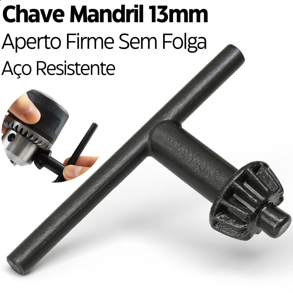 Chave Mandril 13mm para Furadeira Bosch Makita Aperto Firme