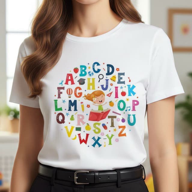 Camiseta, tshirt, ABC CÍRCULO, professora, educação infantil,escola, blusa, educação, aula, moda, plus size