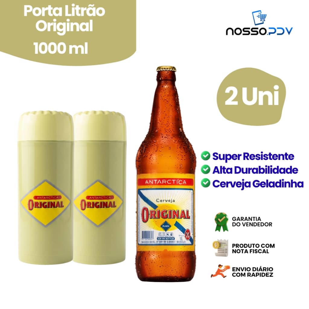 Kit 2 Porta Garrafa Térmico Para Cerveja Litrão 1L Original Parede Dupla Alta Qualidade Envio Rápido