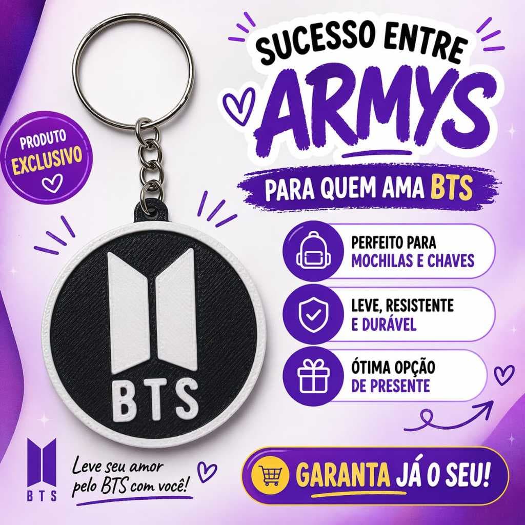Chaveiro BTS K-pop | Acessório Army | Presente Criativo para Fãs