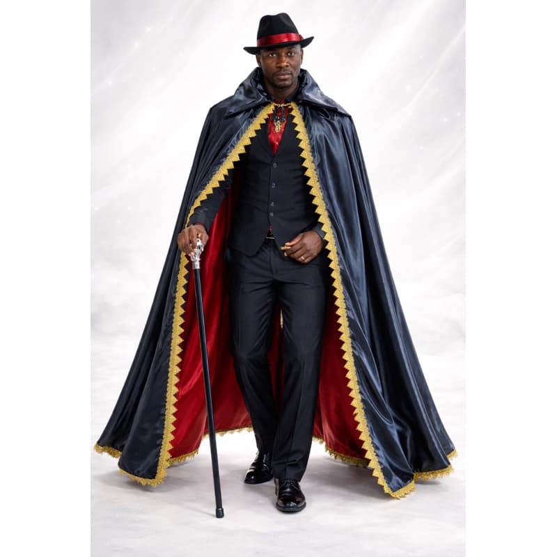 Capa Exu | Luxo | Cetim Preto Forro Vermelho Gola Estruturada 1,5m ,1,5m Premium | Umbanda | Quimbanda | Qualidade | Exu