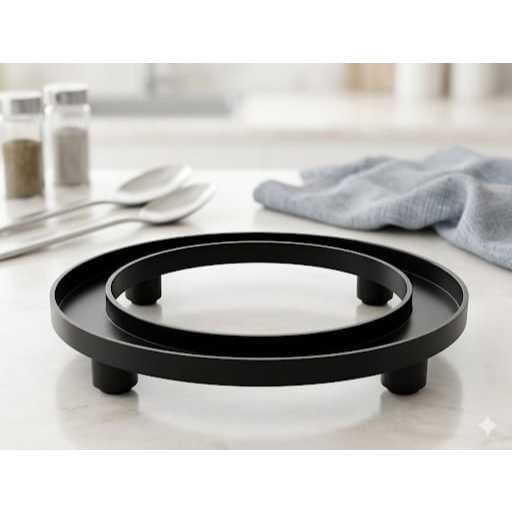 Suporte Preto para Botijão Gás Sem Rodinha Base Fixa Vaso Planta Resistente Cozinha Reforçado