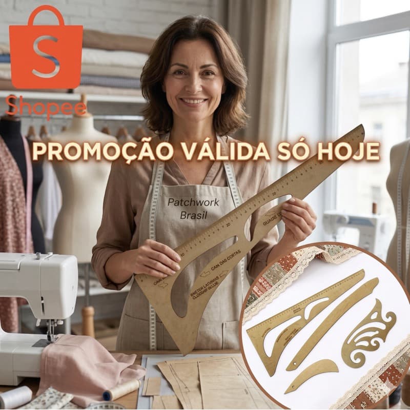 Kit Régua Conjunto Costura Modelista Profissional 4pçs Mdf Promoção