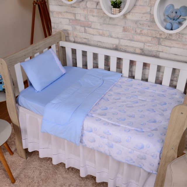 Edredom Berço Infantil Bebê Dupla Face Estampado Laurinha Baby 400 Fios Tecido Premium