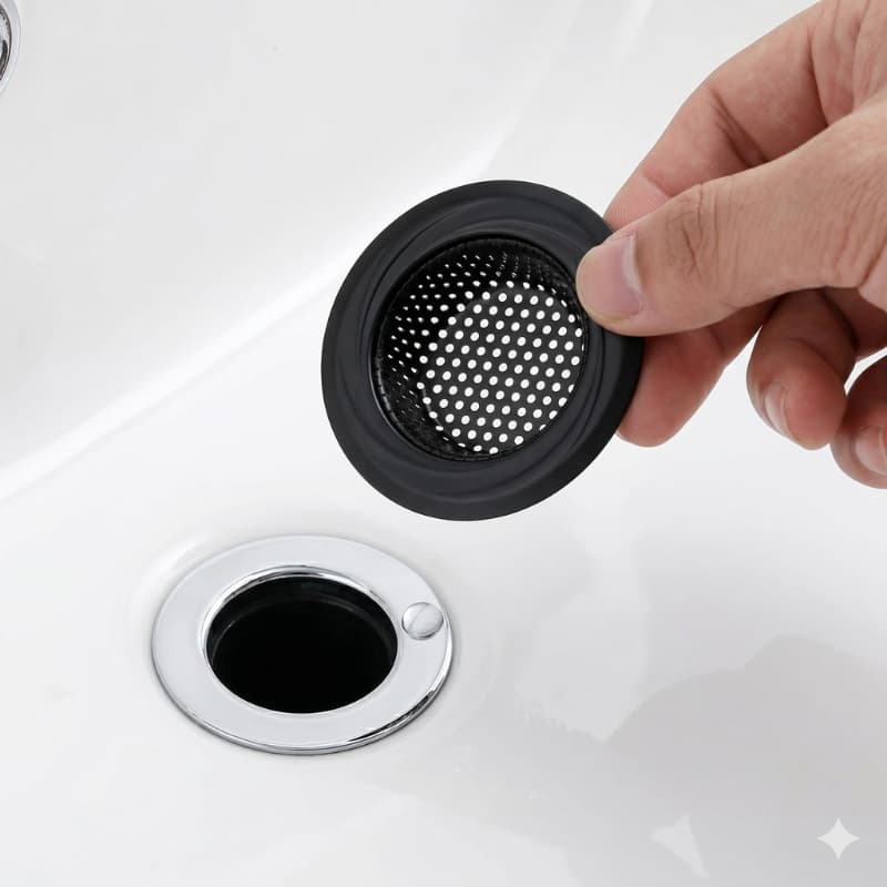 Ralo de Inox Para Pia Rustico Aço Inox Premium Moderno Preto / Black 9/7,5 Cm Alto Padrão