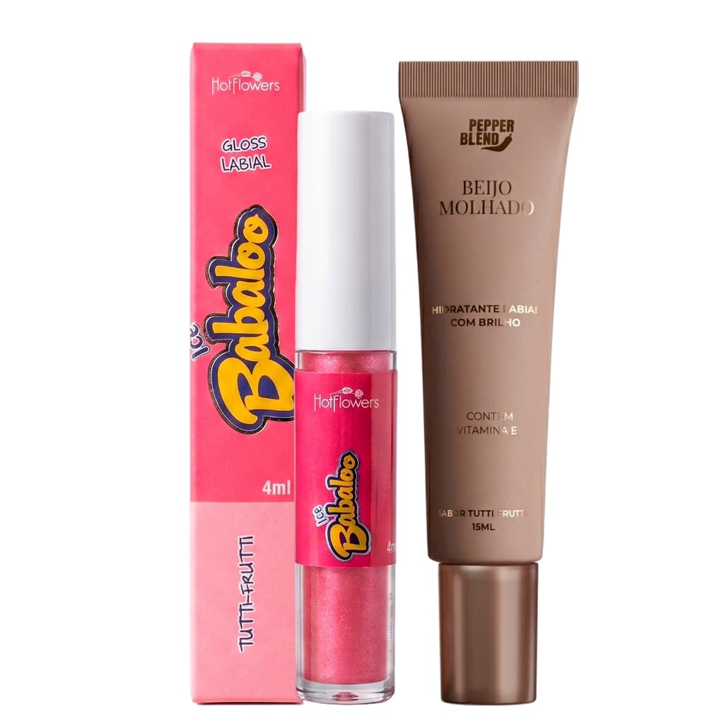 Kit Gloss Brilho Labial Ice Refrescante e Hidrante com Vitamina E Sabor Cheiro Tutti Frutti