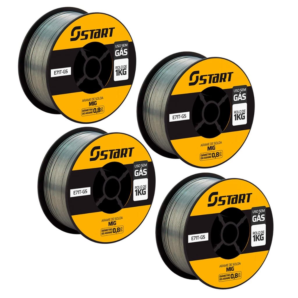 Kit 4 Unidades Arame De Solda Mig Para Uso Sem Gás 0,8mm 4kg Start