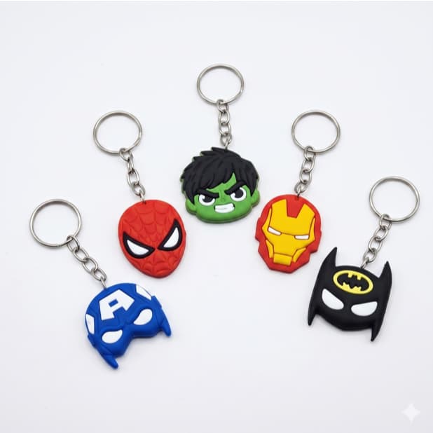 Chaveiro emborrachado heróis variados Homem Aranha Capitao America Homem De Ferro Batman Festa Aniversario Lembrancinha