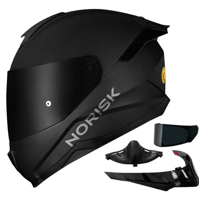 Capacete Moto Norisk Razor Com Narigueira Alta e Aerfólio + Viseira Fumê